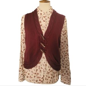 Vintage - 90's Crazy Horse Burgundy Toggle Cable Knit Vest‎